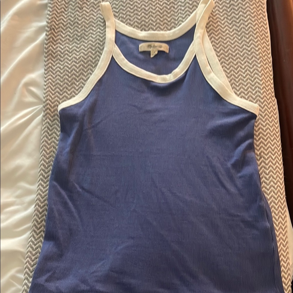 Madewell Blue and White Tank Top